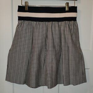 Maeve Medium A-Line Skirt Blue/Cream Pleated Brocade Swing Skirt